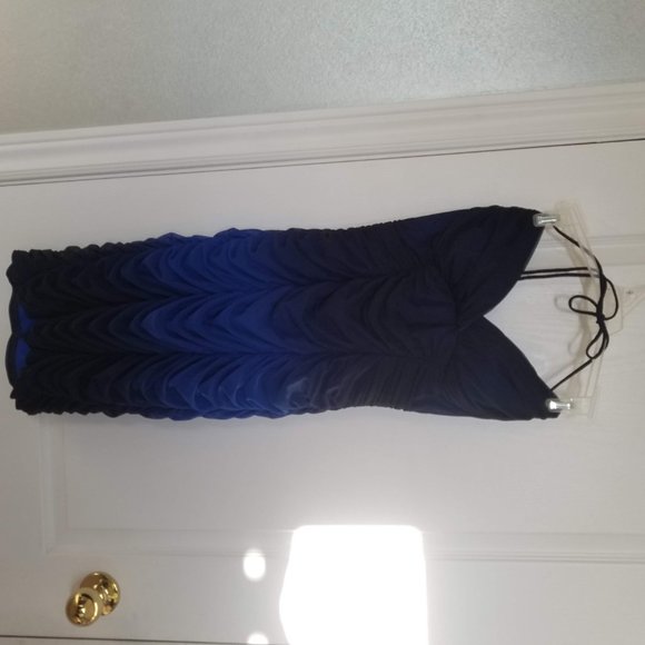 Chiffon black and blue formal dress - Picture 2 of 2
